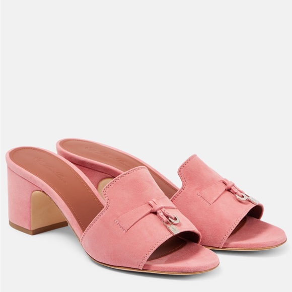 Loro Piana Shoes - Loro Piana Sumer Charms Sandal Pink Suede Heels